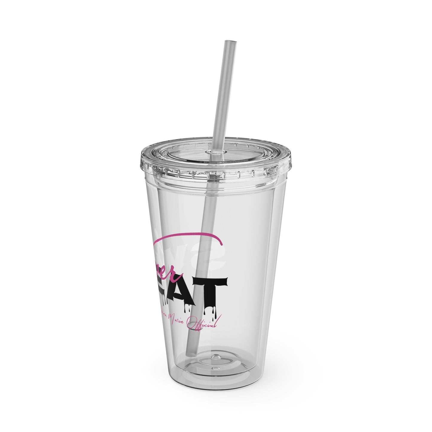 Never Sweat Official Sunsplash Tumbler with Straw, 16oz pink